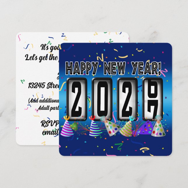 2027 Kilometerstand Neujahrsparty Einladung (Vorne/Hinten)