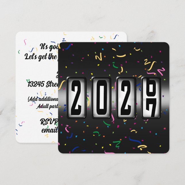 2027 Kilometerstand Neujahrsparty Einladung (Vorne/Hinten)