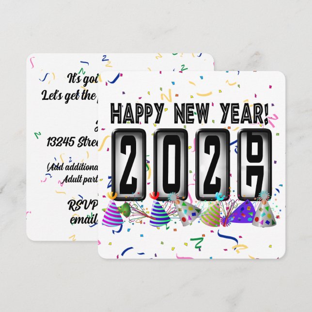 2027 Kilometerstand Neujahrsparty Einladung (Vorne/Hinten)