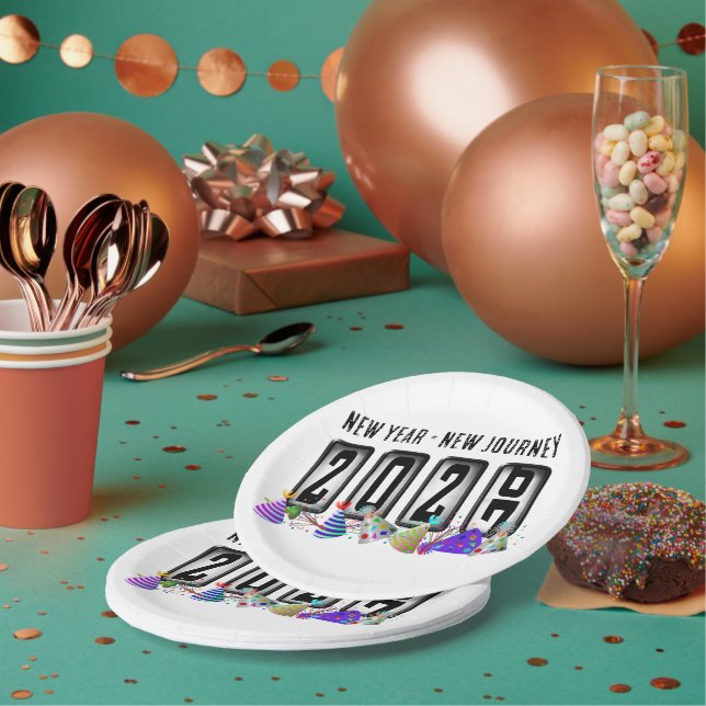 2027 Kilometerstand Neujahrsparty Pappteller (Multi)