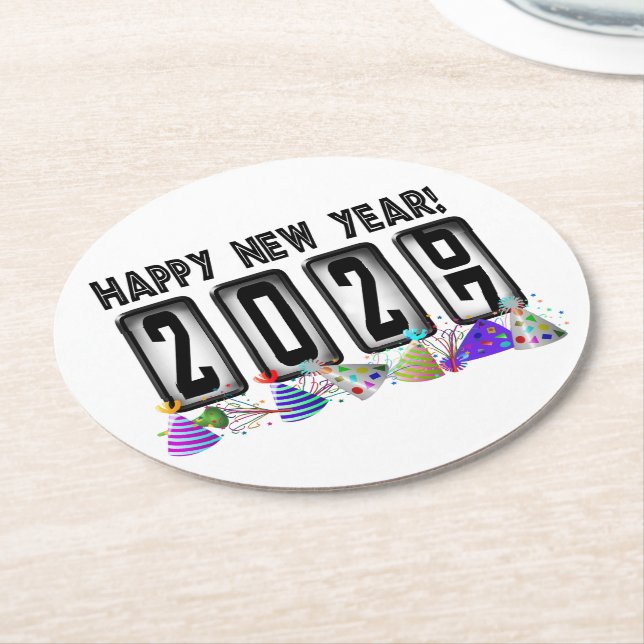 2027 Kilometerstand Neujahrsparty Runder Pappuntersetzer (Angewinkelt)