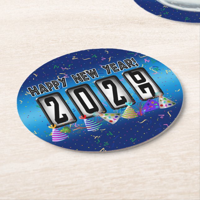 2027 Kilometerstand Neujahrsparty Runder Pappuntersetzer (Angewinkelt)