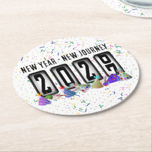 2027 Kilometerstand Neujahrsparty Runder Pappuntersetzer