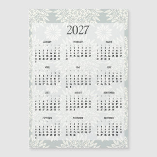 2027 Kühlschrank-Kalender floral Magnetkarte