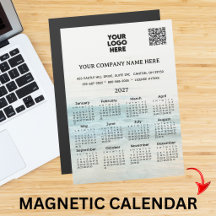 2027 Magnet-Kalender Firmenname Logo QR-Code