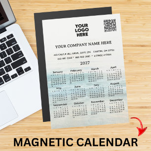 2027 Magnet-Kalender Firmenname Logo QR-Code Magnetkarte