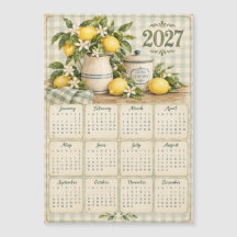 2027 Magnetischer Kalender - Vintage Zitrone
