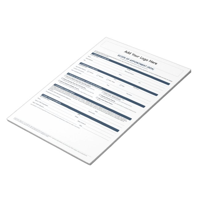 2027 Medicare Scope of Appointment SOA Notizblock (angewinkelt)