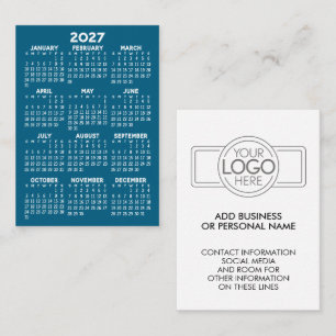 2027 Minimalistischer Einfacher Mini-Kalender mit Visitenkarte
