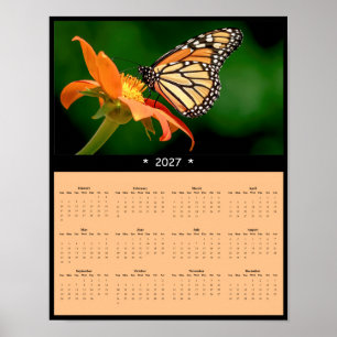 2027 Monarch-Schmetterlings-Wandkalender - Bestäub Poster