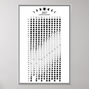 2027 Mondphasen-Kalender im minimalistischen Stil  Poster