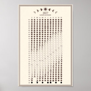 2027 Mondphasen-Kalender im minimalistischen Stil Poster