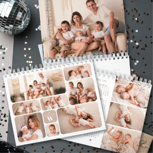 2027 Neujahrs-Familienname Monogramm 8 Foto-Collag Kalender