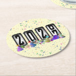 2027 Odometer New Years Party Runder Pappuntersetzer<br><div class="desc">* HAPPY NEW YEAR 2027! * Fun party hats and confetti to celebrate the New Year. * Dimensions: 4" x 4" * Sold as sets of 6 * Tough, durable, and absorbent – perfect for New Years parties * Several shapes to choose from. * You can personalize by changing the...</div>