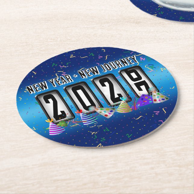 2027 Odometer Silvesterparty Runder Pappuntersetzer (Angewinkelt)