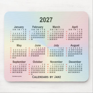 2027 Rainbow Cloud 52 Weeks Calendar by Janz Mousepad