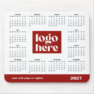 2027 Rotes Geschäft-Logo-Kalender Mousepad