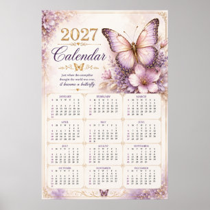 2027 Schmetterlings-Wandkalenderposter Poster
