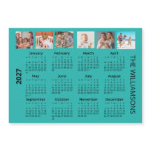 2027 Sechs Fotos Farbiger Kalender Magnet
