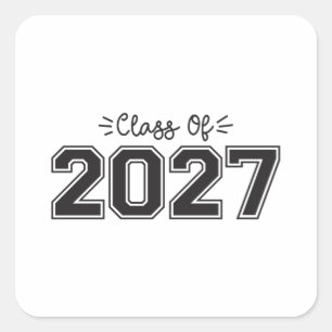 2027 Senioren, Klasse 2027 Abschluss Quadratischer Aufkleber