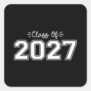 2027 Senioren, Klasse 2027 Abschluss Quadratischer Aufkleber