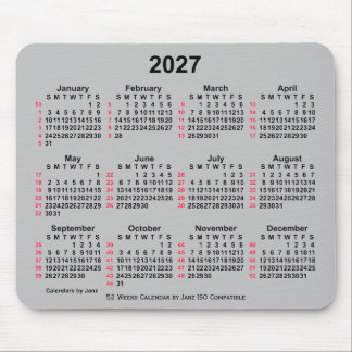 2027 Silver 52 Weeks ISO Calendar by Janz Mousepad