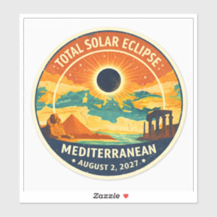 2027 Sonnenfinsternis im Mittelmeer Aufkleber