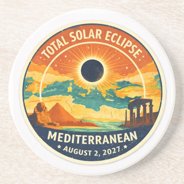 2027 Sonnenfinsternis im Mittelmeer Getränkeuntersetzer (Vorne)