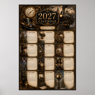 2027 Steampunk-Wandkalenderposter Poster