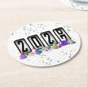 2027 Tachometer Silvesterparty Runder Pappuntersetzer