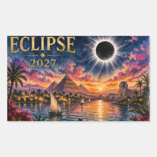 2027 Totale Sonnenfinsternis Ägypten Rechteckiger Aufkleber