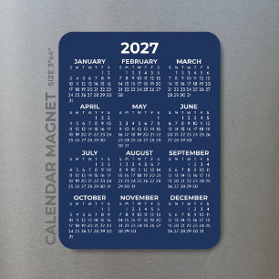 2027 Volljahreskalender Basic Mini Navy Blau Magnet
