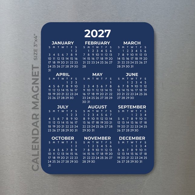 2027 Volljahreskalender Basic Mini Navy Blau Magnet (Von Creator hochgeladen)