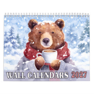 2027 Watercolor-Tier-Wandkalender Süße Natur Kalender