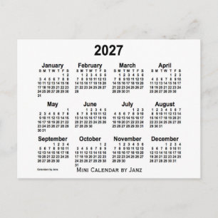 2027 Weißer Mini-Kalender von Janz Postkarte