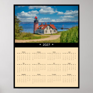 2027 West Quoddy Leuchtturm-Wandkalender - Maine Poster