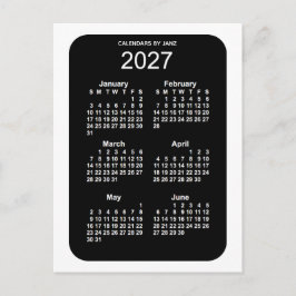 2027 White Neon 6 Month Mini Kalender von Janz Postkarte