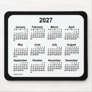 2027 White on Black Calendar by Janz Two Tone Mousepad