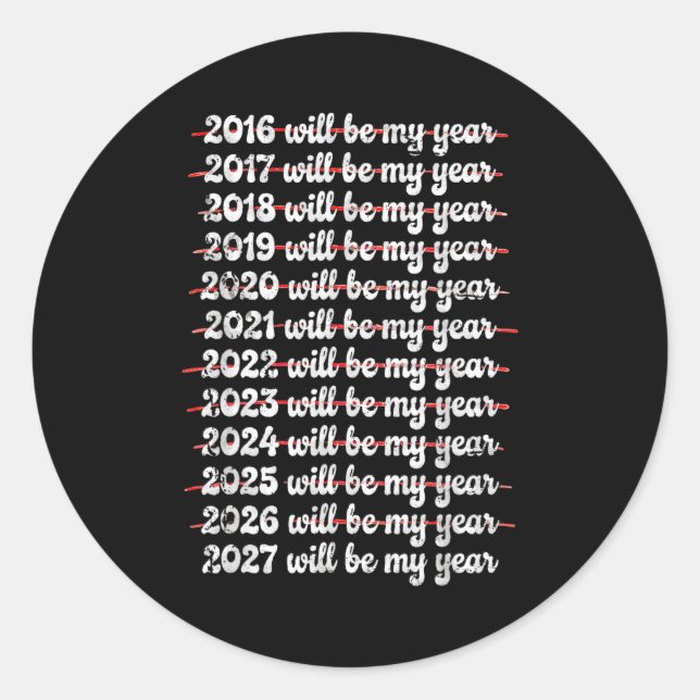 2027 Will Be My Year Procrastination New Year Reso Runder Aufkleber (Vorderseite)