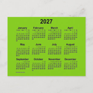 2027 Yellow Green Mini Calendar von Janz Postkarte