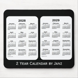 2028-2029 Schwarz-Weiß-Kalender von Janz Mousepad