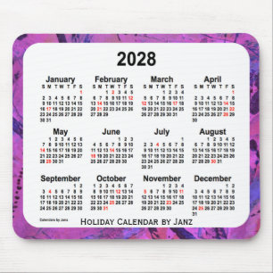 2028 Magenta-Feiertags-Kunst-Kalender durch Janz Mousepad