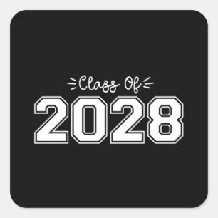2028 Senioren, Klasse 2028 Abschluss Quadratischer Aufkleber