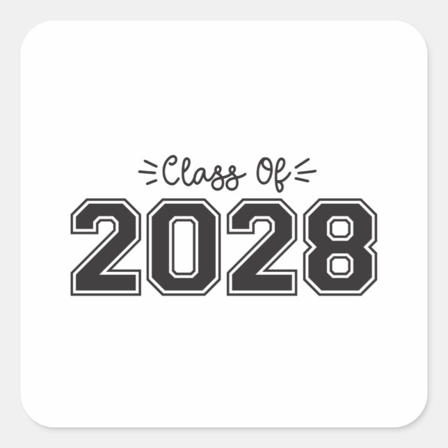 2028 Senioren, Klasse 2028 Abschluss Quadratischer Aufkleber (Vorderseite)