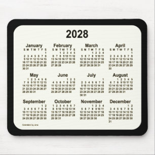 2028 Sepia on Black Calendar by Janz Mousepad