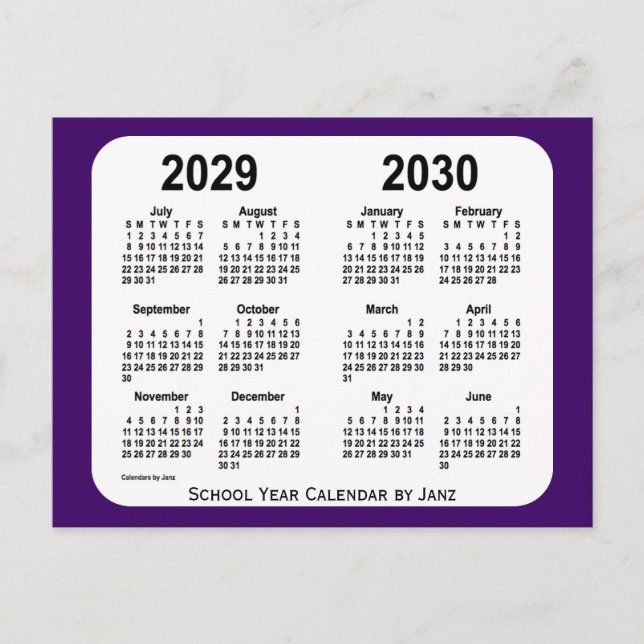 2029-2030 Lila Schuljahr in Mini von Janz Postkarte (Vorderseite)