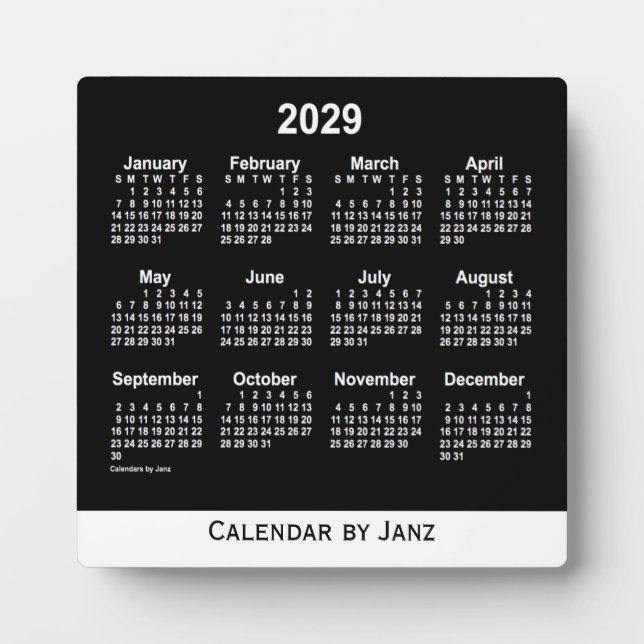 2029 Neon White Desk Calendar von Janz Fotoplatte (Vorderseite)