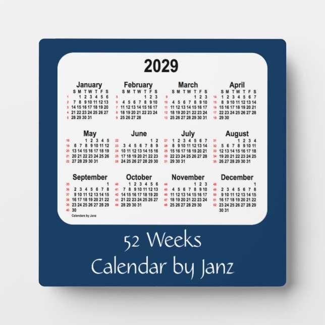 2029 Police Box Blue 52 Weeks Calendar by Janz Fotoplatte (Vorderseite)
