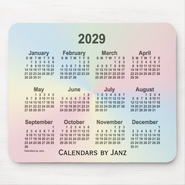 2029 Rainbow Cloud Calendar von Janz Mousepad (Vorne)