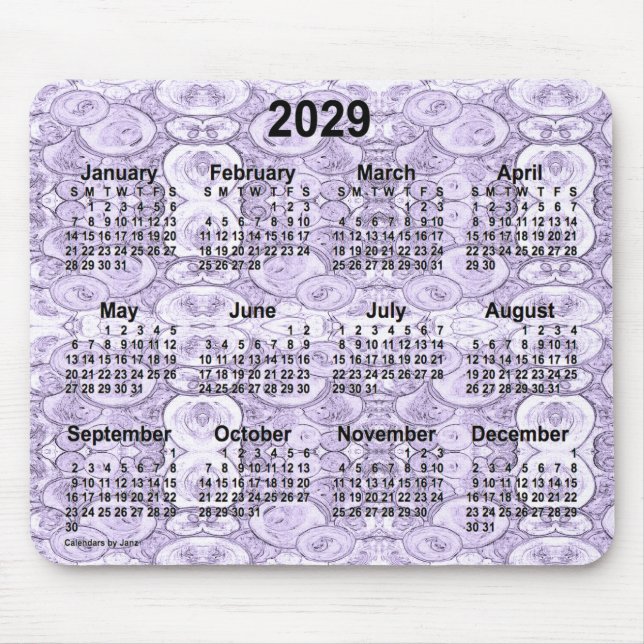 2029 Tiny Bubbles Lila Calendar von Janz Mousepad (Vorne)